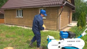 Работа мотоблока "Нева" с навесным оборудованием