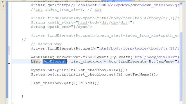 Selenium Videos Webdriver Example Selenium Tutorial - checkboxes in list- QTPSELENIUM.COM