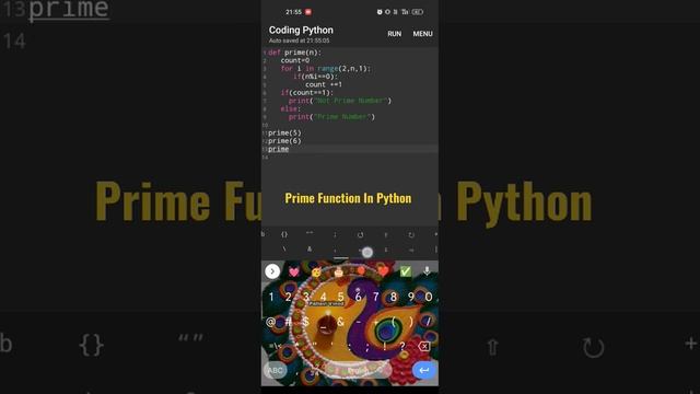 Check Prime Number By Using Python#lovecoding#coding#pattern#codingstatusvideo#viral#btech#css#bca