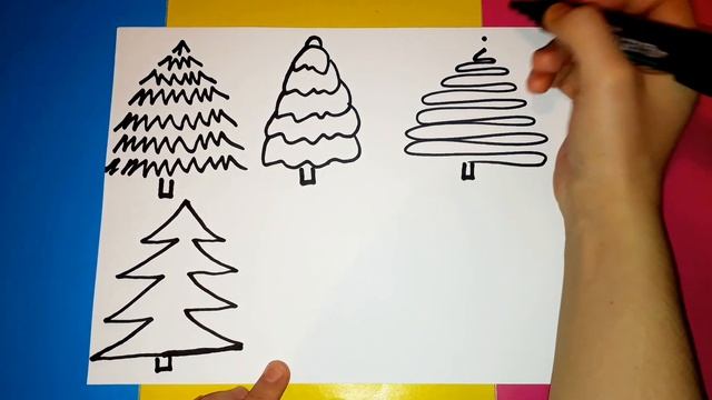 Как быстро и просто нарисовать ЕЛОЧКИ, 6 вариантов /How to quickly and easily draw Christmas TREES