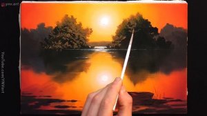 Acrylic Landscape Painting - Summer Sunset / Easy Art / Пейзаж акрилом. Урок рисования. Живопись