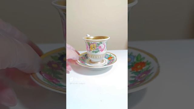 Кофейная пара 19 век Франция фарфор антикварная / 68241.