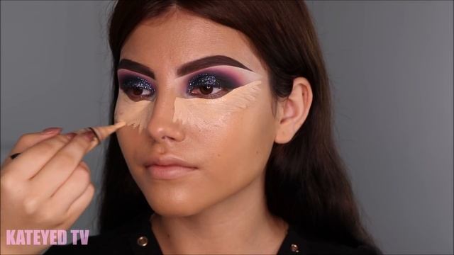 Dramatic BOLD and GLITTERY prom makeup tutorial | KatEyedTv смотреть онлайн