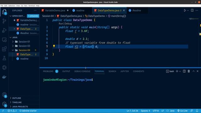 04 - Java Bootcamp | Datatypes - 2 | Programming in Java