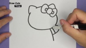 How To Draw Hello Kitty, Drawing hello kitty, step by step, draw cute things