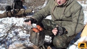Полевая кухня готовка на печке щепочнице