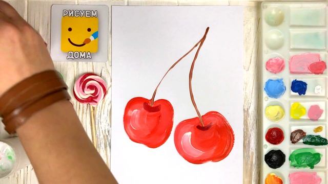 Как нарисовать ВИШЕНКИ / ВИШНЮ - урок рисования смотреть онлайн