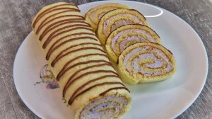 БИСКВИТНЫЙ РУЛЕТ к чаю с творожно-сметанной начинкой. БЫСТРО, ВКУСНО, НЕДОРОГО