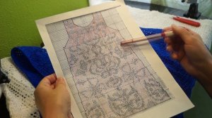 Филейное синее платье завершение. Crochet dress ( узор № 67)