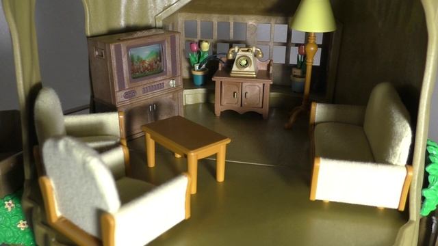 sylvanian families раритетный дом дерево - обзор - обставляем мебелью смотреть онлайн