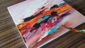 Easy & Simple Abstract Painting on Canvas in Acrylics / Demonstration / Project 365 days / Day #070