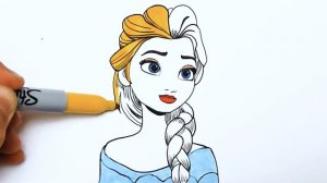 Как раскрасить принцессу Эльзу . Раскраска принцесса Эльза