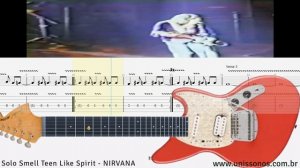 NIRVANA SMELLS LIKE TEEN SPIRIT -  SOLO + SHEET MUSIC, TABLATURE, LET'S PLAY ALONG TOGETHER