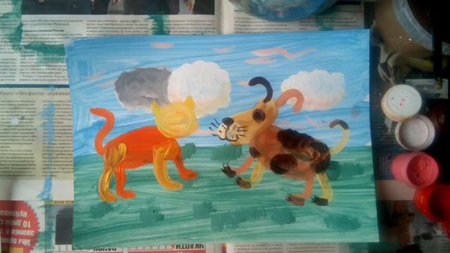 Как нарисовать кошку и собаку. смотреть онлайн