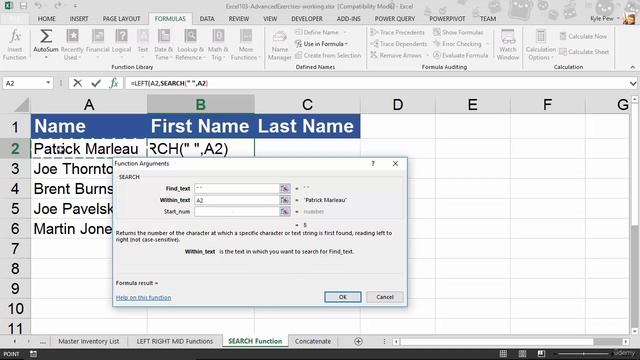 003 Using Excel's SEARCH Function