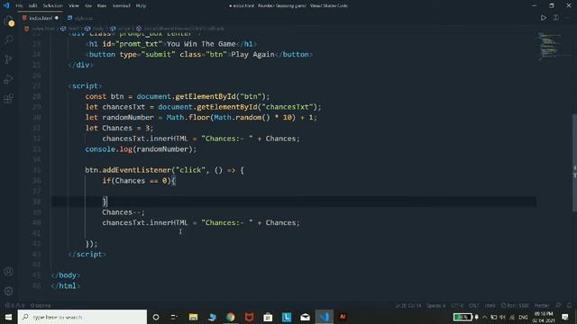 Number guessing game using html, css & javascript
