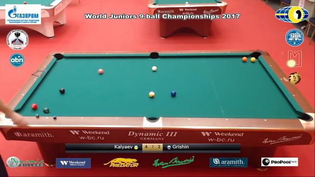 Kalyaev Daniil v Grishin Rоman World Juniors 9-ball Championship 2017 смотреть онлайн
