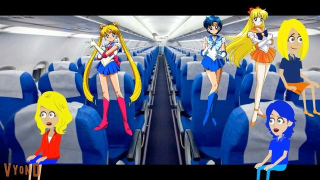 Not Sailor Moon and Not Sailor Mercury Misbehave during the flight / Grounded