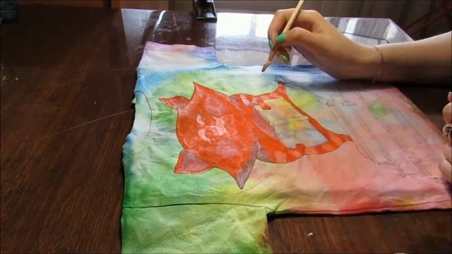 Узелковый батик, ручная роспись футболки акриловыми красками!