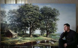 Процесс копирования картины. Михаил Клодт. "Дубовая роща" Масло на холсте. 175х310см.