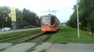 Коломна. Трамвай КТМ-23 027 у Трамвайного управления. 11 сентября 2021