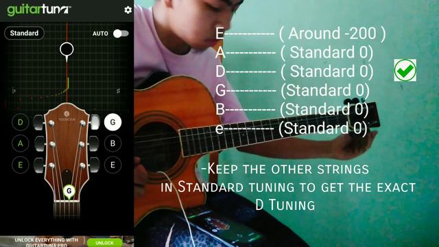 Learn How to Drop D tuning by using Guitar Tuna App | Most Easiest Way 🙂 ( Tutorial)