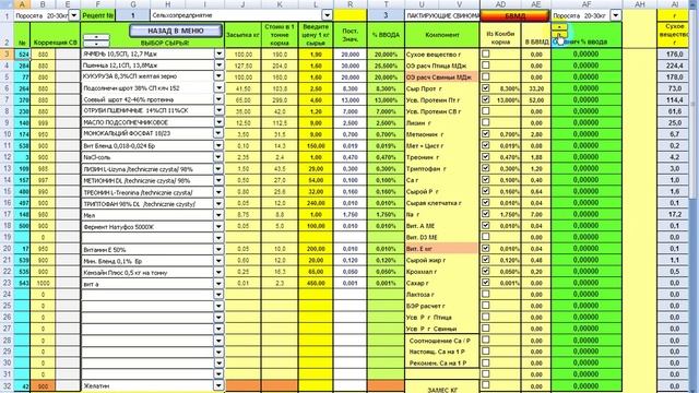 Программа расчета Премиксов и БВМД для Птиц и Свиней! смотреть онлайн