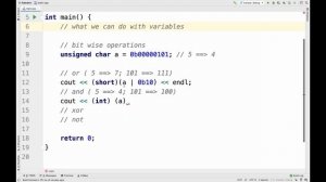 C++ variables, pointers, bitwise operations, arrays, vectors, and conditions