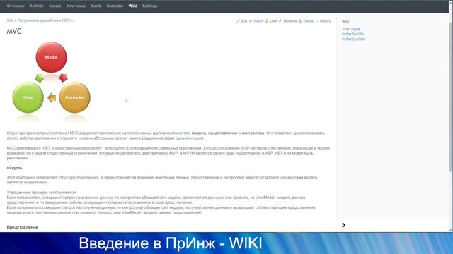 Введение в программную инженерию - документация в wiki