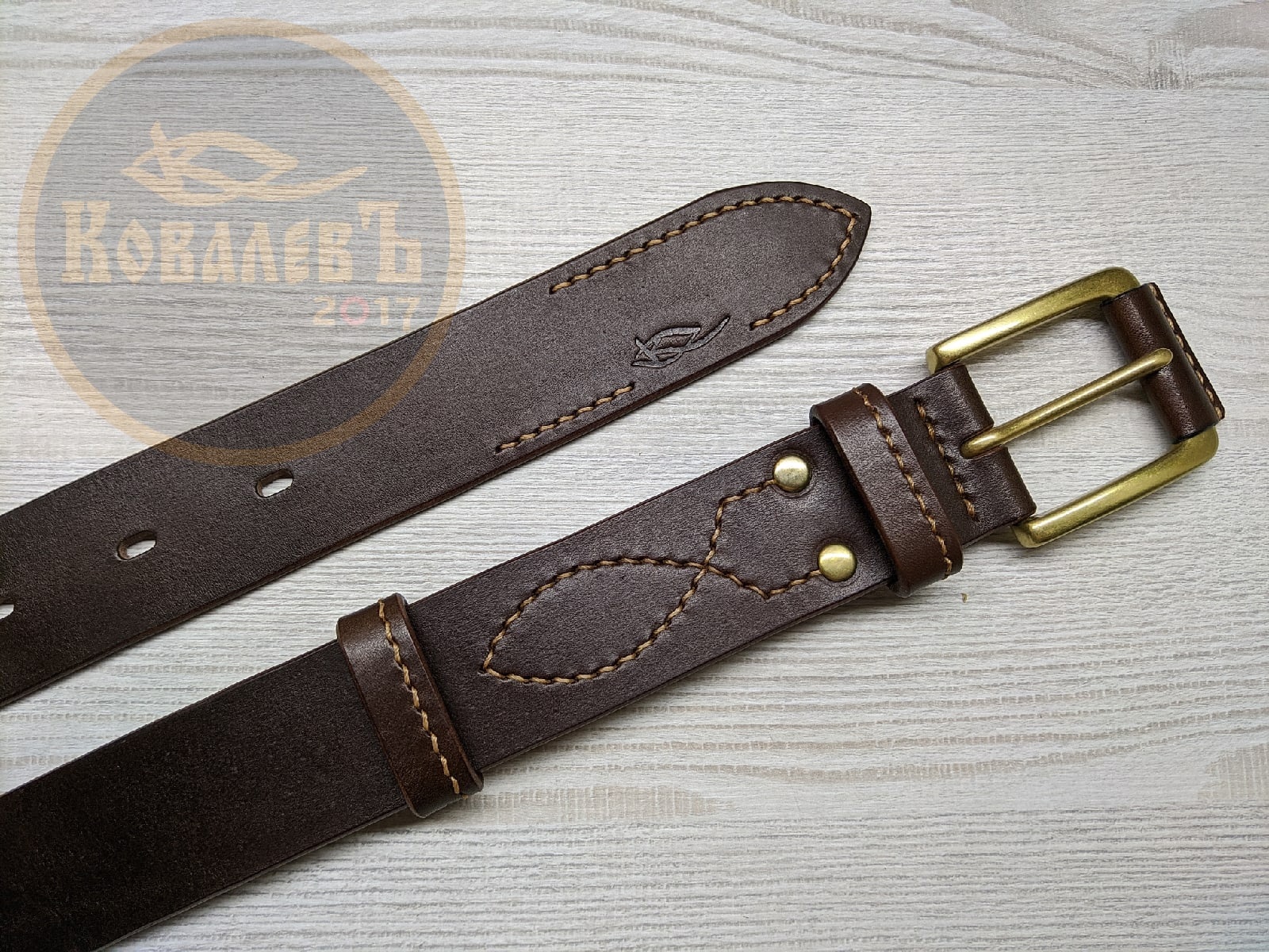 Кожаный мужской ремень. Ручная работа. смотреть онлайн