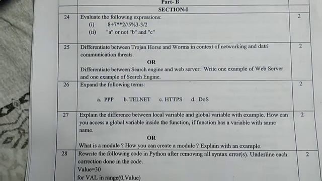 class 12 mock exam paper 2021 PYTHON computer science