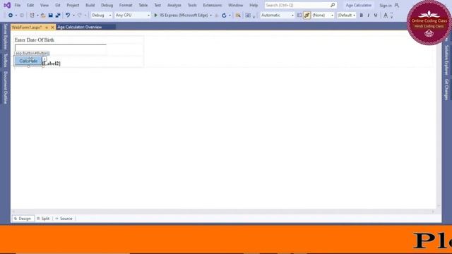 Age calculate in asp.net step by step | Online coding class