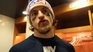 NY Islanders Michael Grabner talks with Russ Cohen post Stadium Series game at Yankee Stadium