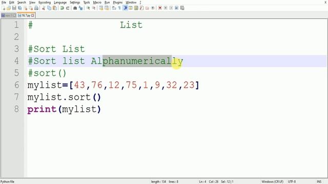 List in Python | Sort List | Reverse Sort | Arrange Data in List | Lecture - 16.7 | CodingwithPrita