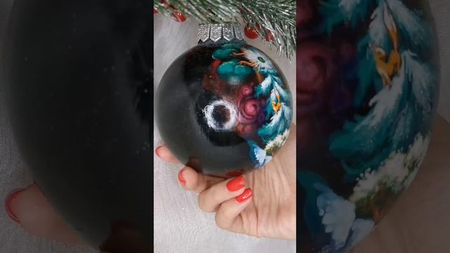 Арт. Л93  Шар с ручной росписью 100 мм «По мотивам сказки Снегурочка»