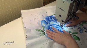 Quilted Pillow Cover Blue Roses | Стьобана декоративна наволочка Блакитні троянди