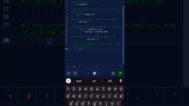 Selection Sort Optimised Code || Sorting python code || #python #sorting #sortingalgorithm