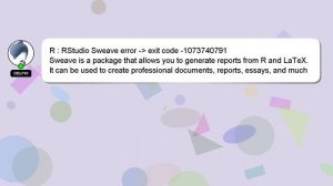 R : RStudio Sweave error - exit code -1073740791