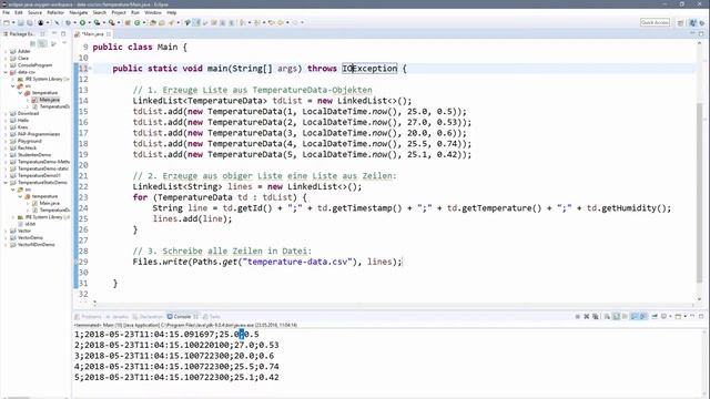 ? JAVA | Listen 15 - Beispiel: Messdaten und CSV-Dateien [2/2] (Lösung als Demo) смотреть онлайн