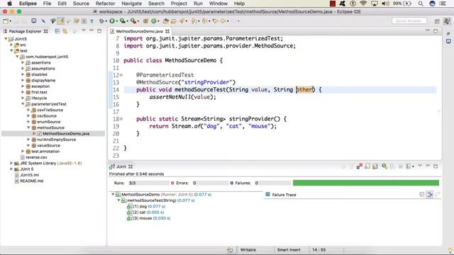 Demo - @MethodSource annotation in Parameterized Tests