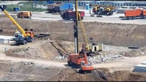 Как забивают сваи. Работы КОПРА. Работы нулевого цикла. How to hammer piles. Timelapse