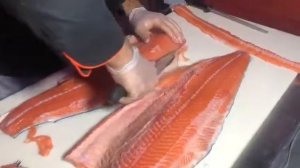 профессиональная разделка лосося. Сёмги.