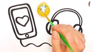 Учимся рисовать простые рисунки / Раскраска Смартфон и Наушники для детей / Раскраски Малышам