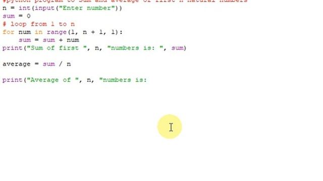 python program to Sum and average of first n natural numbers смотреть онлайн
