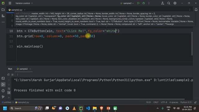How to Add Button Widget to Your Modern GUI Using CustomTkinter in Python - E5 - Hindi - Harsh Naga