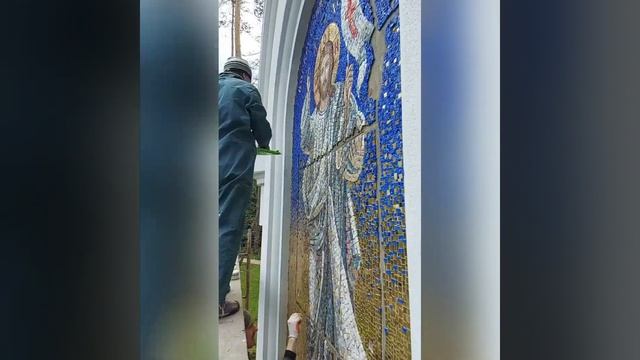 Украина мозайка мозаика смальта Иисус. художественная мозаика. mosaic process. смальта Украина