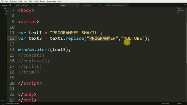 How to Use JavaScript concat, replace, split, trim Method in Hindi part 40 || String Method
