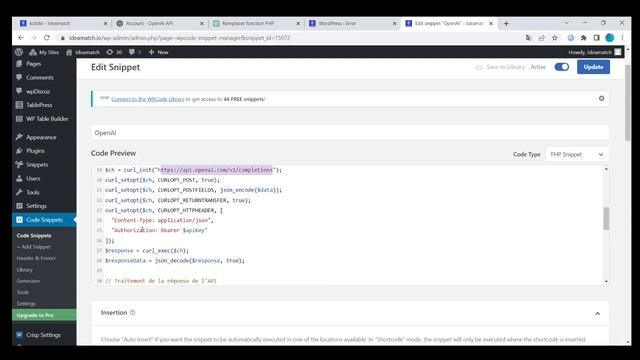 How to have ChatGPT answering on your Wordpress pages using OpenAI API and a Snippet Plugin