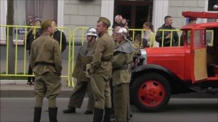 Пожарная машина ПМГ-1 на параде победы 9 мая 2022 в Великом Новгороде