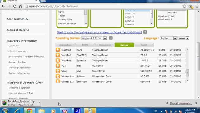 Touchpad driver acer смотреть онлайн